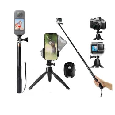 Imagem de Monopé de selfie, bastão de selfie para GoPro (parafuso 1/4 para câmera, controle remoto para celular, mini tripé)