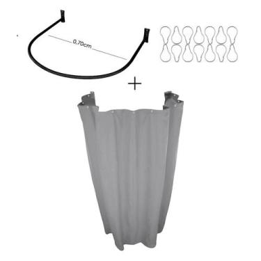 Imagem de Kit Provador Cortina Blecaute E Arco 70X70 Cinza - Lm Detona