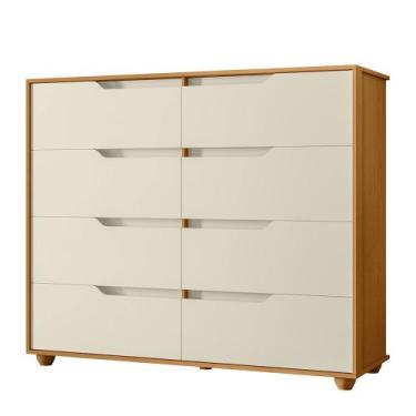 Imagem de Cômoda Doble com 8 Gavetas Vistas Flex Albatroz, Cinamomo/Off White - 