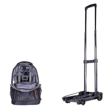 Imagem de Pequeno Carrinho de Mão Dobrável, Capacidade de Carga de 110 Libras Carrinho de Plataforma Utilitário com 2 Rodas Carrinho de Bagagem Compacto para Transporte, Viagens, Compras