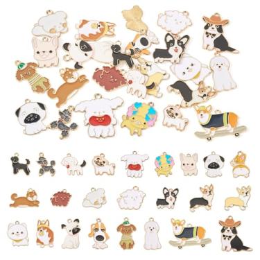 Imagem de Spritewelry 24 pingentes de liga esmaltada, tema animal, amuleto de esmalte, sortidos, gatos, cães, música, pingentes para fazer joias, colar, pulseira, artesanato, Metal não precioso, Sem Pedra
