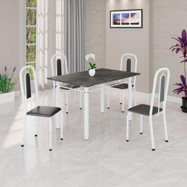 Imagem de Conjunto Sala de Jantar com 4 Cadeiras Lívia Preto / Branco
