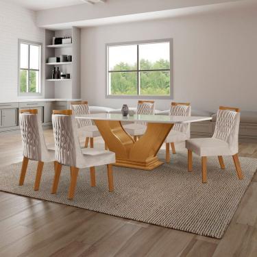 Imagem de Conjunto Sala de Jantar 6 Cadeiras Atena Cinamomo/Bege