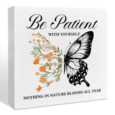 Imagem de NKBINLILI Decoração De Caixa Madeira Para Mesa Consultório Terapia, Decorações Saúde Mental Em Consultórios Escolares Psicólogos, Presentes Terapeutas E Conselheiros, Seja Paciente Consigo Mesmo