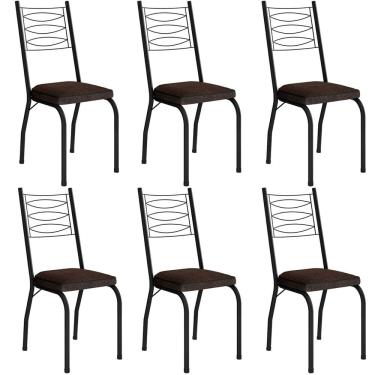 Imagem de Kit 6 Cadeiras Aço Carbono Tubular Metálica Acabamento D-25 Luana