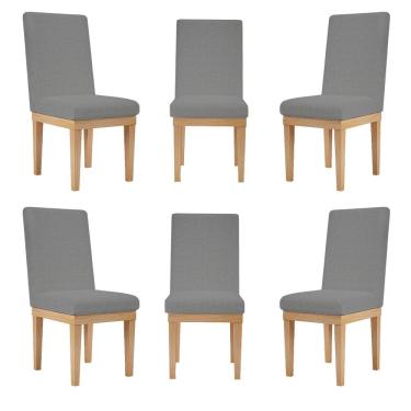 Imagem de Kit 6 Cadeiras Reforçadas Para Mesa De Jantar Tecido Grafite