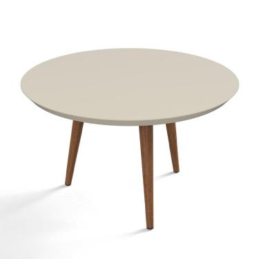 Imagem de Mesa de Centro Para Sala Madeira Redonda Pés Palito Luna Patrimar Off White