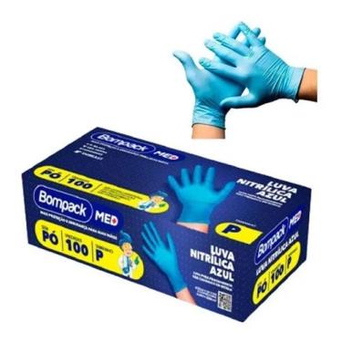 Imagem de Luva nitrilica descartável azul ca 43343 -05cxs - bompack, P