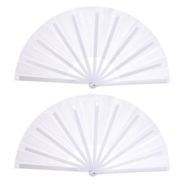 Imagem de Nydotd 2 pacotes de leques grandes de rave leques dobráveis de mão tecido de nylon dobrável para homens mulheres linha de desempenho dança chinês Kung Fu Tai Chi decorações festival festa presente