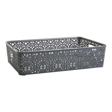 Imagem de Cesta Monako C 39 x 27 x 10 cm, plástico, cinza metálico