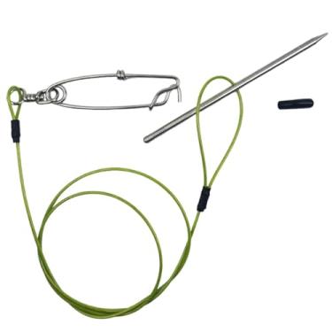 Imagem de rockible Encordoador de peixes com presilha para tubarão, suporte para peixes, encordoador de pesca compacto, fácil de usar, cabo de aço inoxidável revestido, 80cm