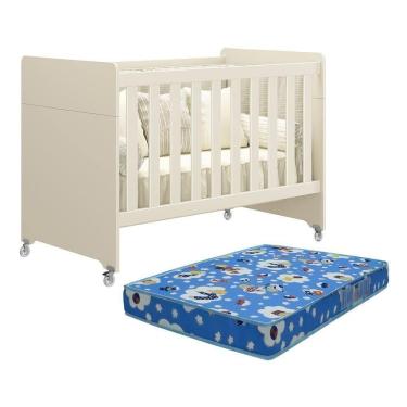 Imagem de Berço Evolution 4 Em 1 Areia Fosco Com Colchão Baby Physical - Reller Móveis Areia Fosco