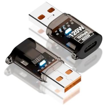 Imagem de Adaptador OTG USB-C fêmea para USB-A macho com suporte a PD 120W e USB 3.2, oferecendo...