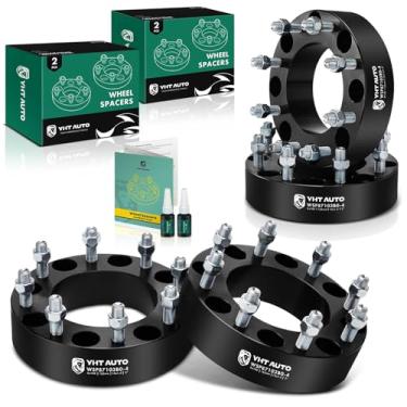 Imagem de YHTAUTO Espaçadores de roda de 8 x 180 mm de 2 polegadas para Silverado Sierra 2500HD/3500HD 2011-2022, Silverado 2500 2011-2018 Espaçadores de pneu com parafusos de grau M14x1,5 e 12,9, furo do cubo de 125 mm, 4 peças, preto