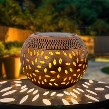 Imagem de FENGLIUCHEN Lanternas De Mesa Solares À Prova D'Água Para Áreas Externas - 1 Pacote Lâmpada Led Cobre E Metal Mesa, Lanterna Decorativa Elétrica Interna, Quarto, Pátio, Jardim, Caminho, Quintal