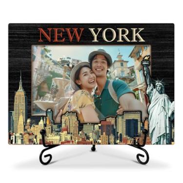 Imagem de AWDSTN Porta-retrato de Nova York, porta-retrato de 10 x 15 cm para exibição de mesa, férias, lua de mel, noivado, aniversário, presentes de casamento para casais de amigos da família, molduras de
