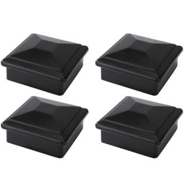 Imagem de Suprom Tampas de poste de cerca 10 x 10 cm – Pacote com 4 – Feito de plástico durável preto durável e resistente ao desbotamento, protege postes de madeira para ambientes externos (preto)