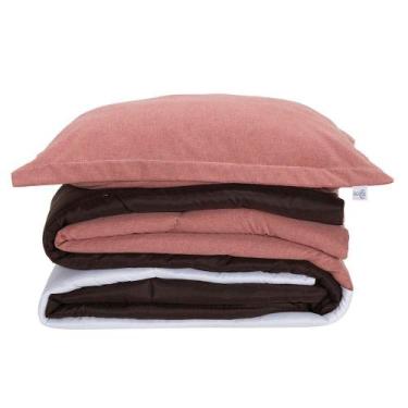 Imagem de Kit Edredom Solteiro Dupla Face Colorful Linho E Hipercal 400 Fios 5 P