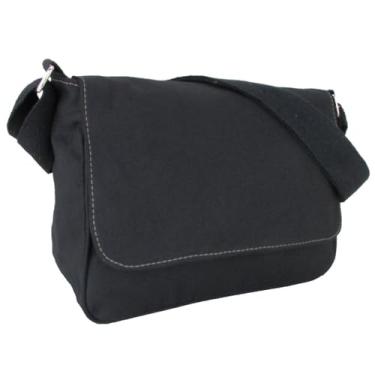 Imagem de Bolsa Carteiro Pasta Transversal De Ombro Tiracolo Média em Lona Masculina Feminina (Preto)