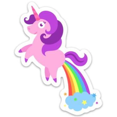 Imagem de Pacote com 2 adesivos divertidos de arco-íris de cocô de unicórnio grande 14 x 11 cm