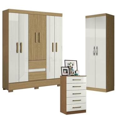 Imagem de Guarda Roupa Casal Coimbra 2005138 com Armário Multiuso New 2000192 e 