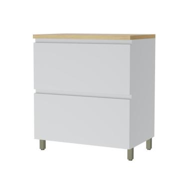 Imagem de Balcão 1 Porta Basculante 1 Gaveta 80cm 100% Mdf Rainha Branco/nature Nesher