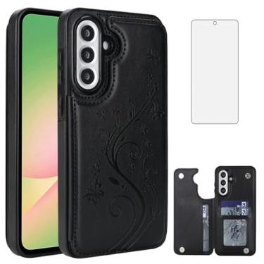 Imagem de Asuwish Capa de telefone para Samsung Galaxy A56 5G com protetor de tela de vidro temperado e suporte de cartão carteira suporte flip acessórios de celular de couro A 56 56A LTE SM-A566V feminino
