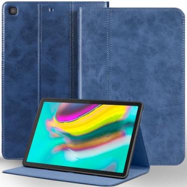 Imagem de NANRUIL Capa protetora de couro genuíno para Samsung Galaxy Tab S5E 26.7 cm 2019 (SM-T720/T725/T727) Capa protetora de couro genuíno, despertar/hibernar automaticamente. Azul