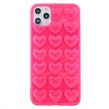 Imagem de DMaos Capa feminina compatível com iPhone 11 Pro, 3D Pop Bubble Heart Kawaii, linda para iPhone 11 Pro de 5,8 polegadas - rosa choque