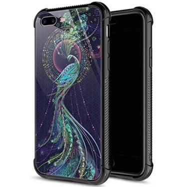 Imagem de Capa para iPhone SE 2020, capa de vidro temperado para iPhone 8, para meninas, lábios coloridos e sexy, capas para iPhone 7, à prova de choque, antiarranhões, para Apple iPhone 7/8/SE2 4,7 polegadas, quatro cores, iPhone 7/8 Plus, Beautiful Peacock