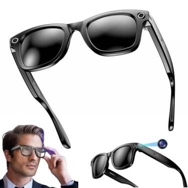 Imagem de Óculos Com Câmera Inteligente Com IA, Câmera De 2MP E Alto-falante Para Vídeo HD 720p E Áudio Envolvente, Óculos De Sol Inteligentes Multifuncionais, 12 Horas De Reprodução(Black)