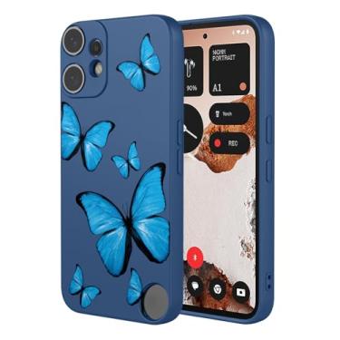 Imagem de KOARWVC Capa para Nothing CMF Phone 2 Pro, design bonito com estampa de borboleta, capa protetora fina de TPU macio para Nothing CMF Phone 2 Pro Blue Butterfly