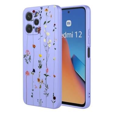 Imagem de KOARWVC Capa de telefone para Redmi 12, capa para Xiaomi Poco M6 Pro 5G design bonito padrão de flores capa protetora fina de TPU macio para Xiaomi Redmi 12 Purple Garden