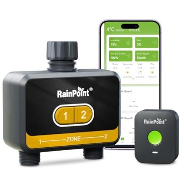 Imagem de RainPoint Temporizador de água WiFi para mangueira de jardim, amarelo
