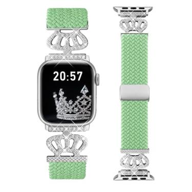Imagem de Chinber Pulseira trançada compatível com Apple Watch 40 mm, 38 mm, 41 mm, 42 mm, 44 mm, 45 mm, 46 mm e 49 mm, pulseira elástica de nylon macio com pulseira de designer para séries 10/9/8/7/6/5/4/3/2