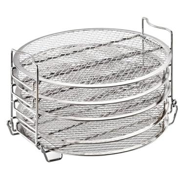Imagem de PRETYZOOM Rack de desidratador de aço inoxidável para Ninja Foodi Grill 6,5/8 Quarts, suporte de desidratador de 5 camadas, acessórios para fritadeira a ar (21 cm)