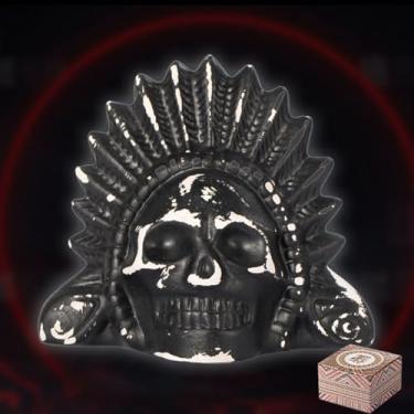 Imagem de Apito da morte asteca – apito autêntico feito à mão para gritos de guerra de caveira (mais de 125 dB) – Som humano grito alto para pegadinhas, Halloween, decoração, coleção – preto e branco