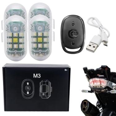 Imagem de Luzes LED Sem Fios Para Moto | Luz Traseira de Aviso para Bicicleta Impermeável,com Controle Remoto, Bateria de Longa Duração, e Iluminação Piscante Anti-Colisão para Condução Noturna