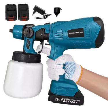Imagem de 21V Pistola de Pintura Elétrica Portátil, 800ml Pulverizador de Tinta, 2 Baterias Ferramentas Eletricas, Pulverizador Manual para Projetos Domésticos