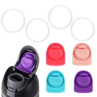Imagem de 4pçs Anéis Vedação Garrafa Água & 4pçs Tampa Substituição para Owala FreeSip 16/19/24/25/32/40oz, Livre BPA Juntas Tóricas Silicone & Tampa Rosca para Acessórios Garrafa Água (Cor 1)