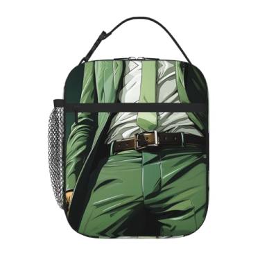 Imagem de Terno verde com cinto, lancheira isolada para mulheres, homens, lancheiras, lancheiras, para trabalho, escritório