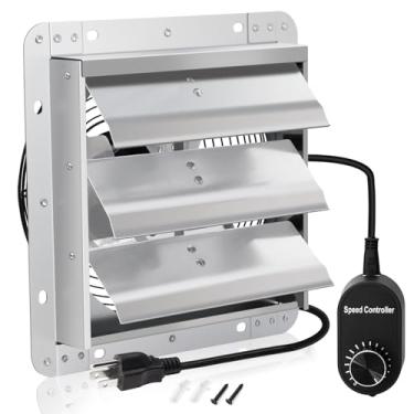 Imagem de Criditpid Exaustor de obturador de 25 cm, ventilador de sótão montado na parede com controlador de velocidade, ventilador de ventilação para estufa, garagens, celeiro, porão, cozinha, lojas