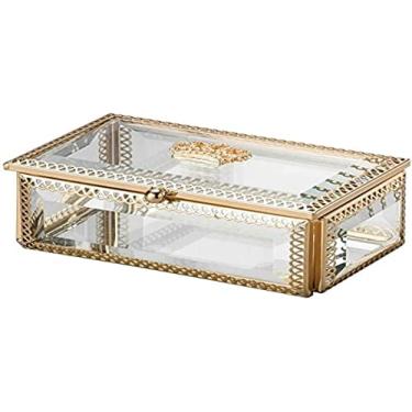 Imagem de Porta Jóias De Vidro E Zamac Crown Dourado 12,5x7,5x5,5cm Lyor Transparente