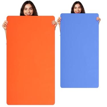 Imagem de LemonRoad Pacote com 2, tapete protetor de mesa de silicone extra grande, 91 x 61 cm, tapete de artesanato resistente ao calor para pintura de argila, cozinha, azul e laranja