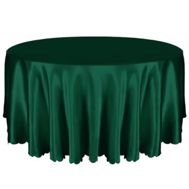 Imagem de Entsin 1 pacote com 1 toalha de mesa redonda de 3 m, capa de mesa de cetim verde para 8 a 12 assentos, toalhas de mesa sedosas laváveis e resistentes a rugas para decoração de festas de casamento