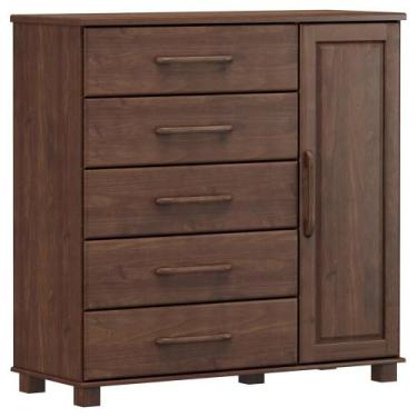 Imagem de Cômoda Sapateira Para Quarto Closet 5 Gavetas 1 Porta Zahav F06 Café -