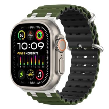 Imagem de MoKo Pulseira oceânica atualizada compatível com Apple Watch Ultra 2/Ultra de 49 mm, 46 mm, 45 mm, 44 mm, 42 mm para homens e mulheres, pulseira de silicone esportiva para iWatch séries 10/9/8/7/6/5