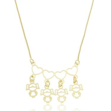 Imagem de Colar Canga Coração Pingente 4 Meninas Banhado a Ouro 18K - Giuli Joia