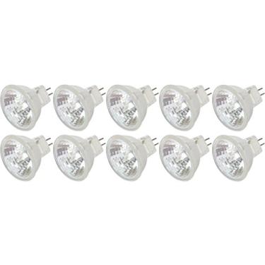 Imagem de Simba Lighting Lâmpadas de halogênio MR11 20W 12V FTD Spotlight (pacote com 10) 2 pinos 220lm para paisagem, destaque, luzes de pista e fibra ótica, base de dois pinos GU4, capa de vidro, branco