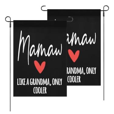 Imagem de Mamaw Like A Grandma Onlys Coolers Heart Mother's Days Bandeiras ao ar livre tamanho único inspiradoras bandeiras de jardim engraçadas dupla face para farol bandeiras de jardim engraçadas